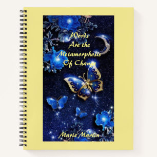 Gold Diamond Butterfly and Moon Notebook