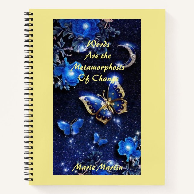 Gold Diamond Butterfly and Moon Notebook (Front)