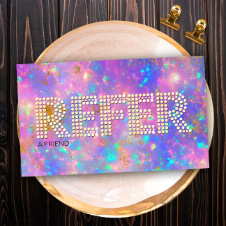 Gold Diamond Fire Opal Stone Refer Referral Business Card