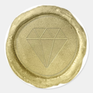 Gold Diamond Gem Shape Wax Seal Look Sticker