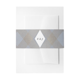 Gold Diamond Geometric Art Deco Grey Gatsby Invitation Belly Band