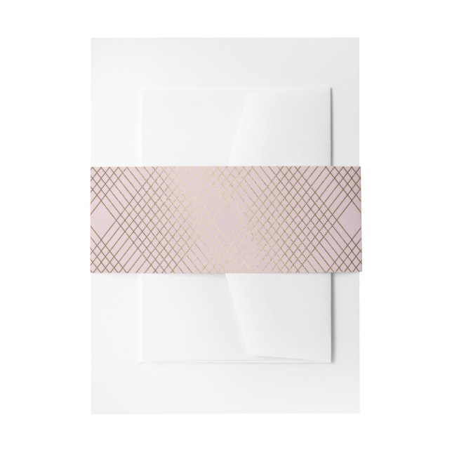 Gold Diamond Geometric Art Deco Pink Gatsby Invitation Belly Band (Front Example)