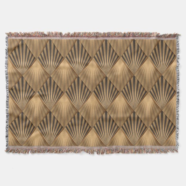  Gold Diamond Geometric Throw Blanket  (Front)