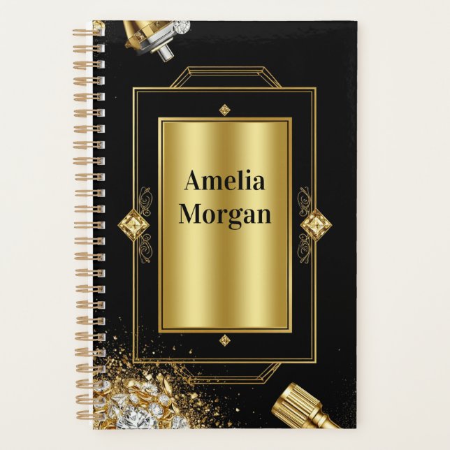 💎 Gold Diamond Jewellery Tools Notebook For Desig Planner (Front)