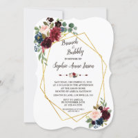Gold Diamond Merlot Navy Blue Floral Bridal Shower