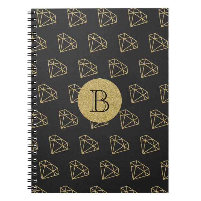 Gold Diamond Modern Glamour Bling Notebook Journal (Front)
