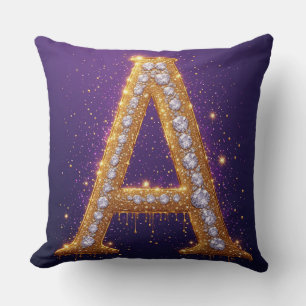 Gold Diamond Monogram A Initial For Gifts Cushion