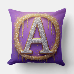 Gold Diamond Monogram A Initial Gift Idea Cushion
