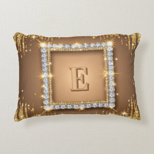 ✨ Gold Diamond Monogram Custom Name Design ✨ Decorative Cushion
