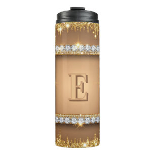 ✨ Gold Diamond Monogram Custom Name Design ✨ Thermal Tumbler