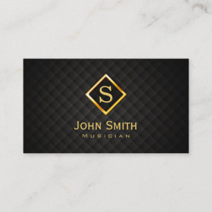 Gold Diamond Monogram Musician Business Card