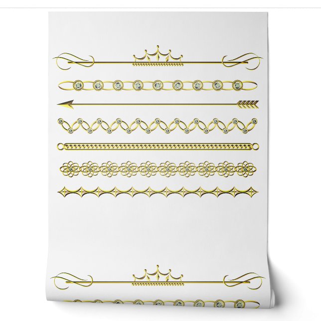 Gold Diamond Ornaments Custom Colour White Wallpaper (Unrolling)