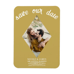 Gold Diamond Photo Wedding Save the Date Magnet