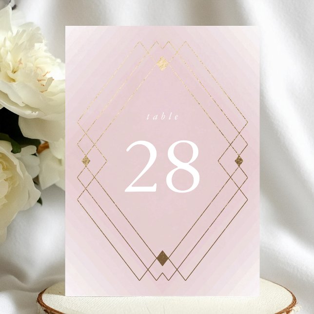 Gold Diamond Pink Deco Gatsby 5 x 7 Table Number (Creator Uploaded)