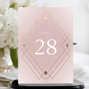 Gold Diamond Pink Deco Gatsby 5 x 7 Table Number