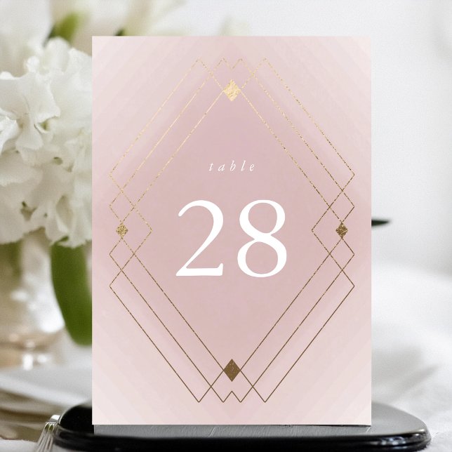 Gold Diamond Pink Deco Gatsby 5 x 7 Table Number (Creator Uploaded)