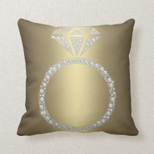 GOLD DIAMOND RING CUSHION WEDDING