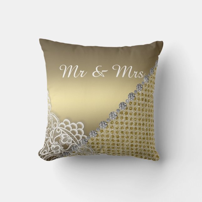GOLD DIAMOND SPOT CUSHION WEDDING (Front)