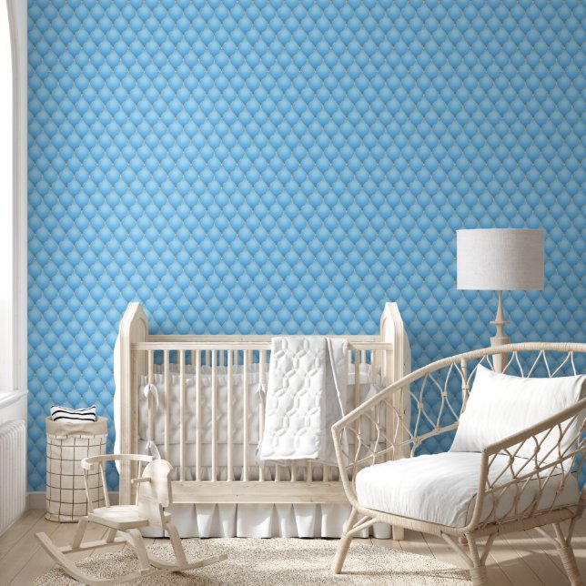Gold Diamond Tufted Sky Blue Wallpaper (Kids)