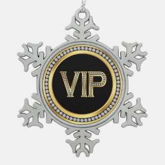 Gold Diamond VIP Christmas Snowflake Pewter Christmas Ornament