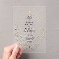 Gold Diamond White Geometric Deco Gatsby Wedding