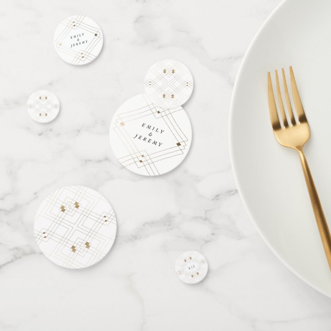 Gold Diamond White Geometric Deco Gatsby Wedding Confetti (Group)
