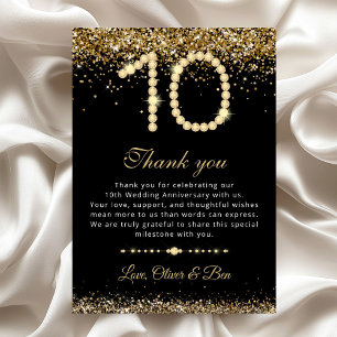 Gold Diamonds 10th Anniversary Thank You Card