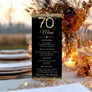 Gold Diamonds 60th Birthday Dinner Flat Menu