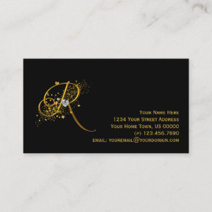 Gold & Diamonds Initial R Stardust Business Card