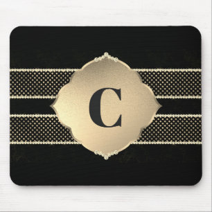Gold Diamonds Monogram Mouse Pad