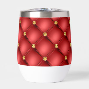 Gold Diamonds Tufted Leather Red