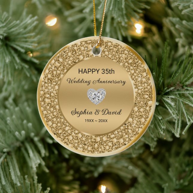 Gold Diamonds Wedding Anniversary Ceramic Tree Decoration (Tree)