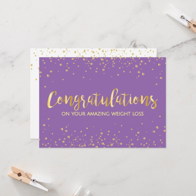 Gold Diet Slimming Weight Loss Congratulations Card (Front/Back In Situ)