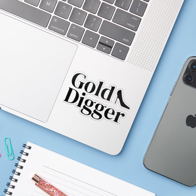 Gold Digger funny custom vinyl sticker (Laptop w/ iPhone)