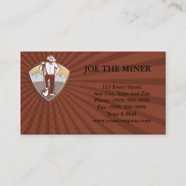Gold Digger Miner Prospector Shield Business Card (Front)