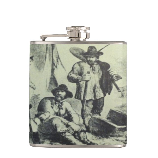 Gold Diggers Vintage Art Hip Flask (Front)