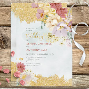 Gold Dipped Floral Modern Wedding Invitation