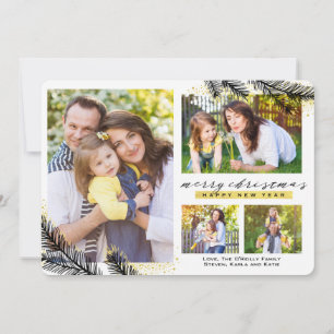 Gold Dipped Pine Branches Christmas Holiday Card