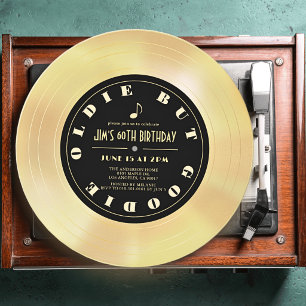 Gold Disc/Vinyl Record 60th Birthday Invitation