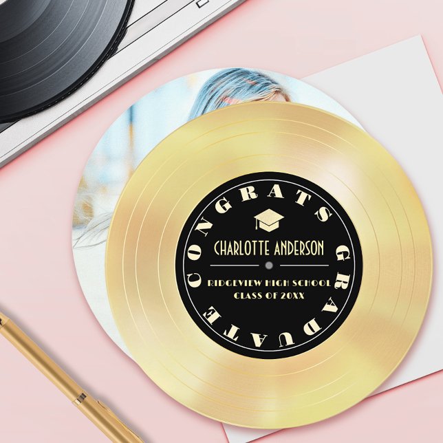 Gold Disc/Vinyl Record Graduation Announcement (Creator Uploaded)
