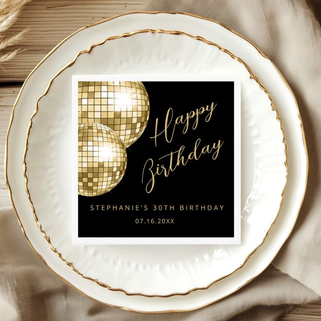 Gold Disco Ball Adult Birthday Party  Napkin (Creator Uploaded)