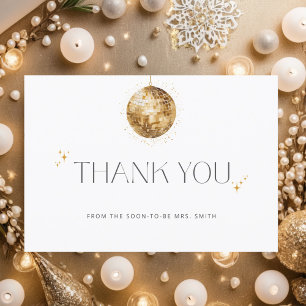 Gold Disco Ball Bridal Shower Thank You Card
