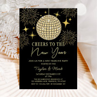 Gold Disco Ball Cheers New Years Eve Party