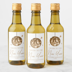 Gold Disco Ball Cheers New Years Eve Party  Wine Label