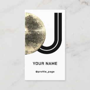 Gold disco ball deejay initials business card