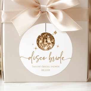 Gold Disco Ball Disco Bride Bridal Shower Classic Round Sticker