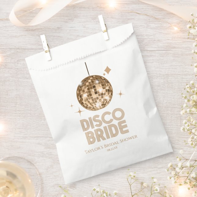 Gold Disco Ball Disco Bride Bridal Shower Favour Bags (Clipped)