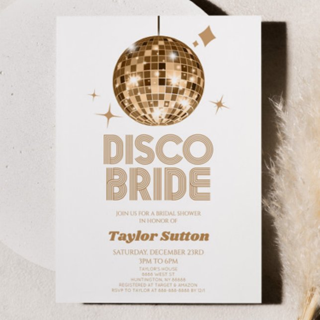 Gold Disco Ball Disco Bride Bridal Shower Invitation (Creator Uploaded)