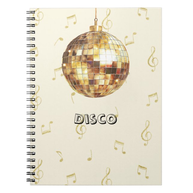 Gold Disco Ball Glitter Notes Notebook (Front)