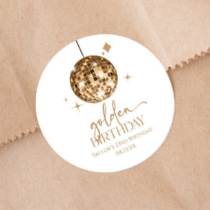 Gold Disco Ball Golden Birthday Party Classic Round Sticker